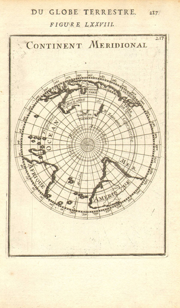 SOUTHERN CONTINENT. Continent Meridional. Antarctic New Holland. MALLET 1683 map
